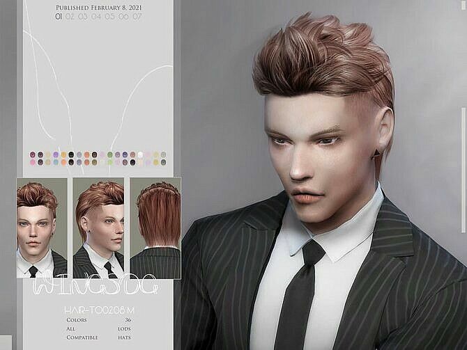 Wings-To0208 Hair For Males By Wingssims 1 Wings-To0208 Hair For Males By Wingssims Sims 4 CC