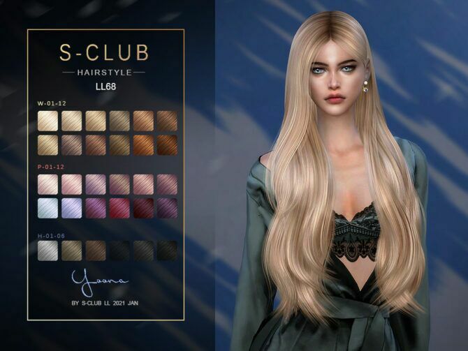 Yana Long Straight Hair N68 By S-Club LL 1 Yana Long Straight Hair N68 By S-Club LL Sims 4 CC