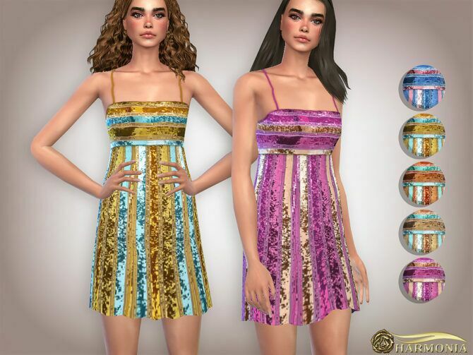 Allover Glittering Sequin Midi Dress By Harmonia 1 Allover Glittering Sequin Midi Dress By Harmonia Sims 4 CC