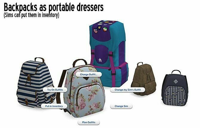 Backpacks AS Portable Dressers At Around The Sims 4 1 Backpacks AS Portable Dressers At Around The Sims 4 Sims 4 CC