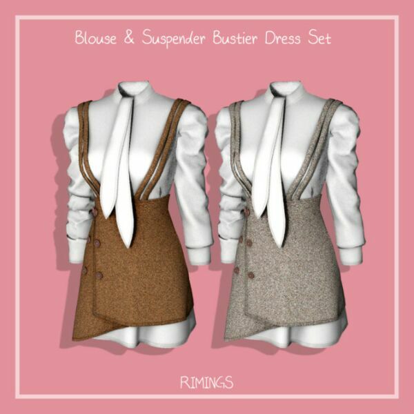 Blouse & Suspender Bustier Dress SET At Rimings 1 Blouse & Suspender Bustier Dress SET At Rimings Sims 4 CC