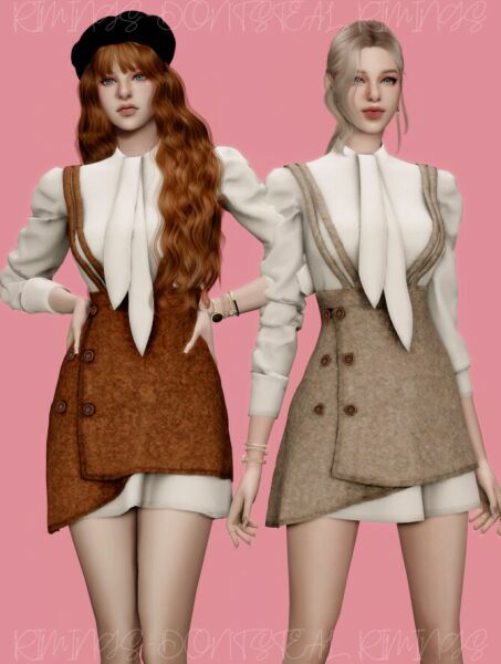 Blouse & Suspender Bustier Dress SET At Rimings 3 sims 4 cc blouse suspender bustier dress set at rimings 2