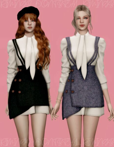 Blouse & Suspender Bustier Dress SET At Rimings 4 sims 4 cc blouse suspender bustier dress set at rimings 3