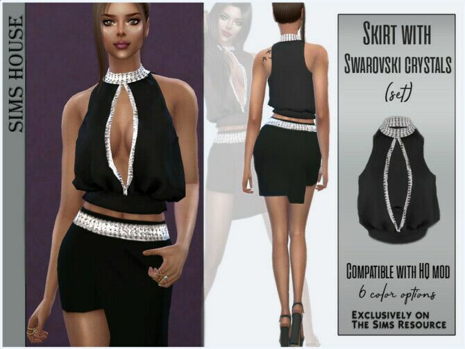 Blouse With Swarovski Crystals (SET) By Sims House 1 Blouse With Swarovski Crystals (SET) By Sims House Sims 4 CC