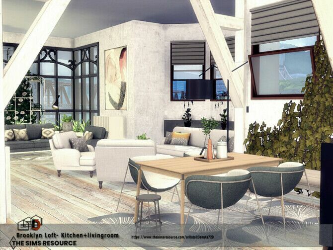 Brooklyn Loft Kitchen + Livingroom By Danuta720 2 sims 4 cc brooklyn loft kitchen livingroom by danuta720 4