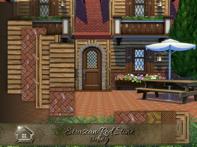 Etruscan RED Stone Siding By Emerald 1 Etruscan RED Stone Siding By Emerald Sims 4 CC