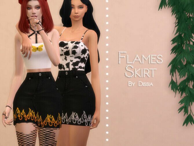 Flames Skirt By Dissia 1 Flames Skirt By Dissia Sims 4 CC