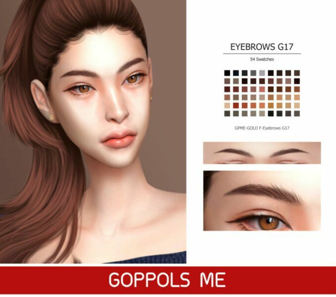Gpme-Gold F-Eyebrows G17 At Goppols ME 1 Gpme-Gold F-Eyebrows G17 At Goppols ME Sims 4 CC