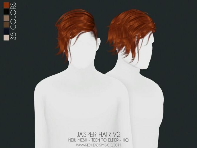Jasper Hair 2 Versions ALL Ages At Redheadsims 2 sims 4 cc jasper hair 2 versions all ages at redheadsims 2