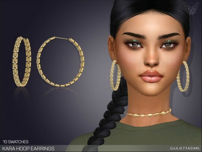 Kara Hoop Earrings By Feyona 1 Kara Hoop Earrings By Feyona Sims 4 CC