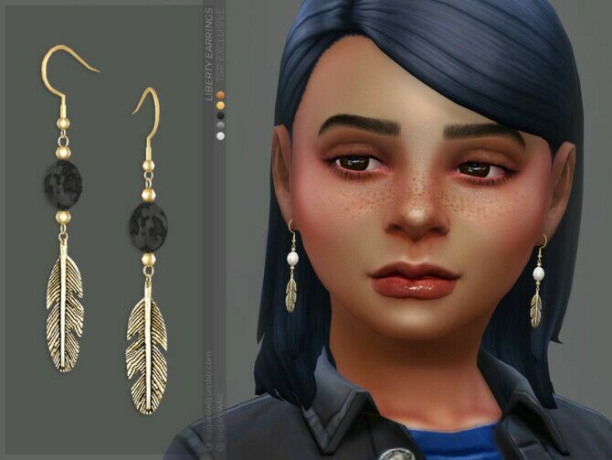 Liberty Earrings | Kids Version By Sugar OWL 1 Liberty Earrings | Kids Version By Sugar OWL Sims 4 CC