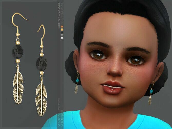 Liberty Earrings | Toddlers Version By Sugar OWL 1 Liberty Earrings | Toddlers Version By Sugar OWL Sims 4 CC