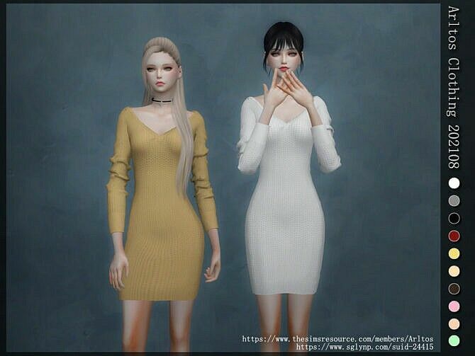 Long Sleeve Dress 202108 By Arltos 1 Long Sleeve Dress 202108 By Arltos Sims 4 CC