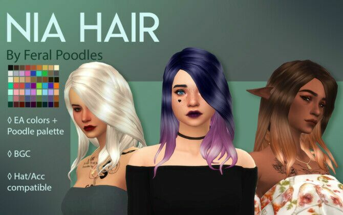 NIA Hair Maxis Match CC At Feral Poodles 1 NIA Hair Maxis Match CC At Feral Poodles Sims 4 CC