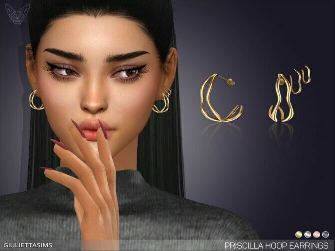 Priscilla Hoop Earrings By Feyona 1 Priscilla Hoop Earrings By Feyona Sims 4 CC