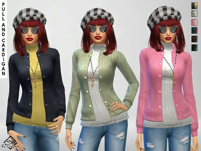 Pullover And Cardigan SET By Devirose 1 Pullover And Cardigan SET By Devirose Sims 4 CC