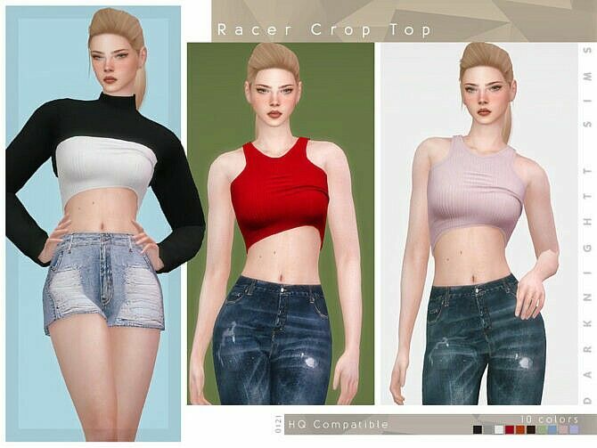 Racer Crop TOP By Darknightt 1 Racer Crop TOP By Darknightt Sims 4 CC
