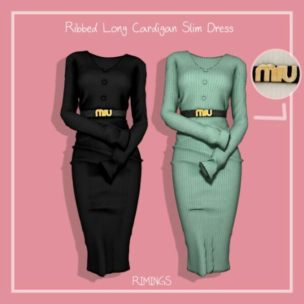 Ribbed Long Cardigan Slim Dress At Rimings 1 Ribbed Long Cardigan Slim Dress At Rimings Sims 4 CC