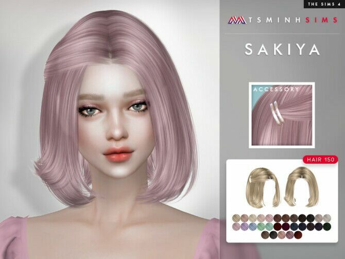 Sakiya Hair 150 SET By Tsminhsims 1 Sakiya Hair 150 SET By Tsminhsims Sims 4 CC