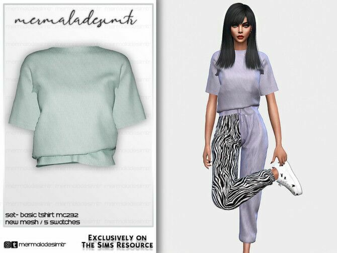 SET- Basic T-Shirt MC232 By Mermaladesimtr 1 SET- Basic T-Shirt MC232 By Mermaladesimtr Sims 4 CC