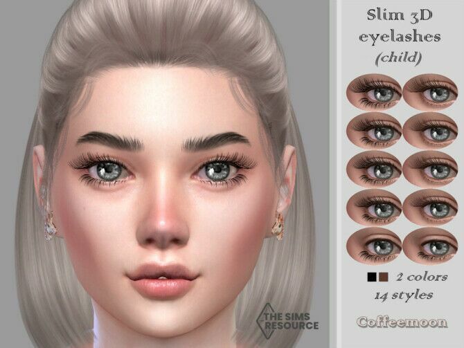 Slim 3D Eyelashes (Child) By Coffeemoon 1 Slim 3D Eyelashes (Child) By Coffeemoon Sims 4 CC