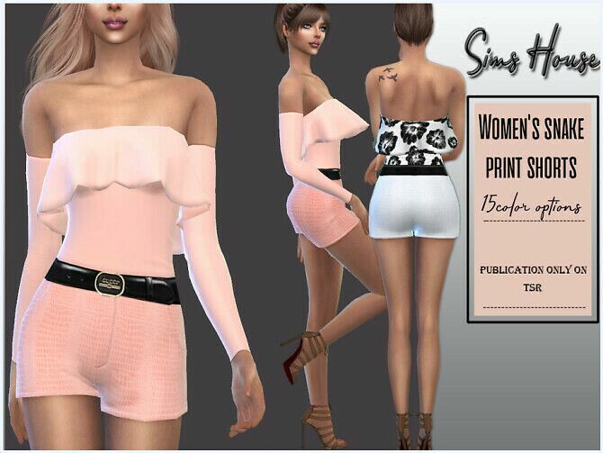 Snake Print Shorts By Sims House 1 Snake Print Shorts By Sims House Sims 4 CC