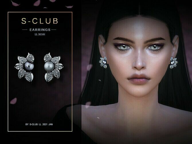 The Pearl Earrings 202101 By S-Club LL 1 The Pearl Earrings 202101 By S-Club LL Sims 4 CC
