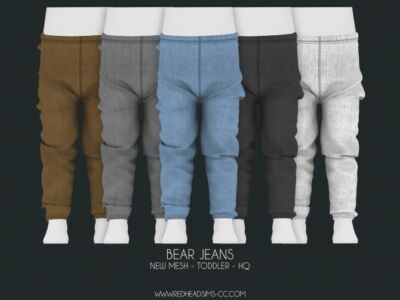 Toddler Bear Jeans + Kids Version At Redheadsims Sims 4 CC