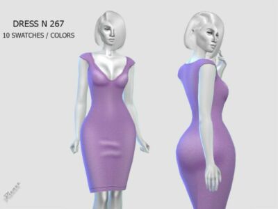 V-Neck Fitted Dress N267 By Pizazz Sims 4 CC