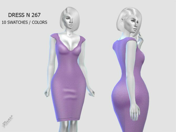 V-Neck Fitted Dress N267 By Pizazz 1 V-Neck Fitted Dress N267 By Pizazz Sims 4 CC