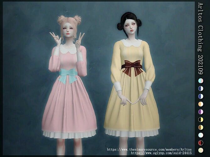 Waist BOW Dress By Arltos 1 Waist BOW Dress By Arltos Sims 4 CC