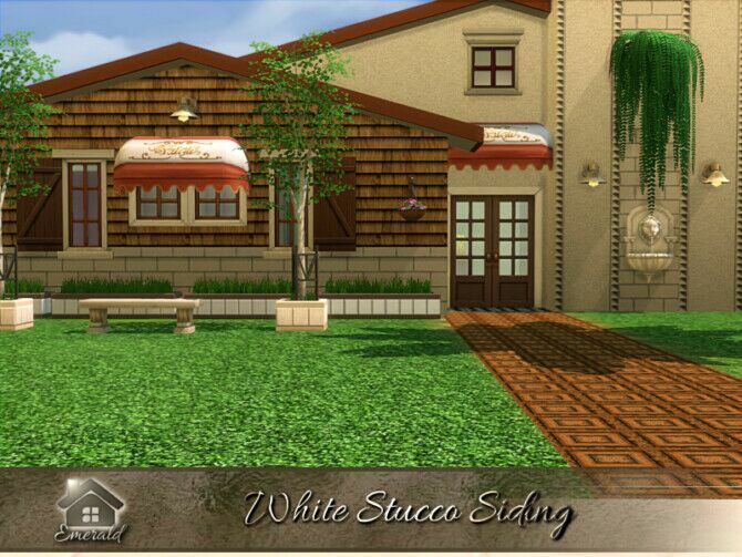 White Stucco Siding By Emerald 3 sims 4 cc white stucco siding by emerald 3