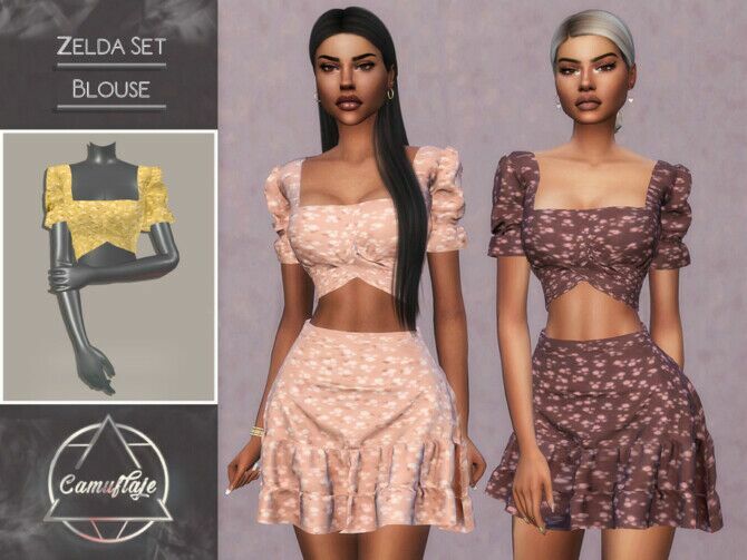 Zelda SET (Blouse) By Camuflaje 1 Zelda SET (Blouse) By Camuflaje Sims 4 CC