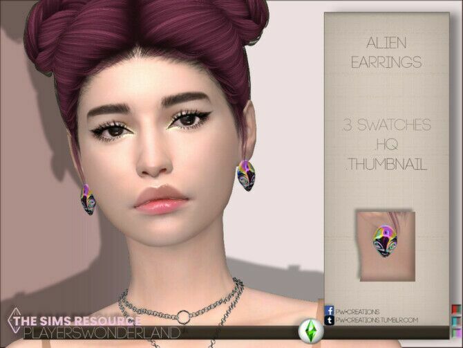 Alien Earrings By Playerswonderland 1 Alien Earrings By Playerswonderland Sims 4 CC