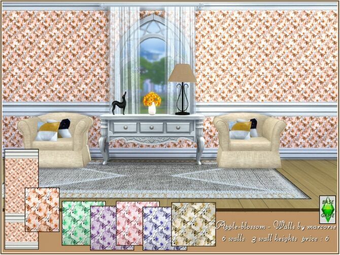Apple Blossom Walls By Marcorse 1 Apple Blossom Walls By Marcorse Sims 4 CC