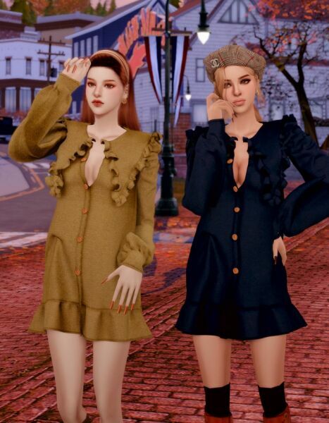 Autumn Brown Dress At Rimings 4 sims 4 cc autumn brown dress at rimings 3