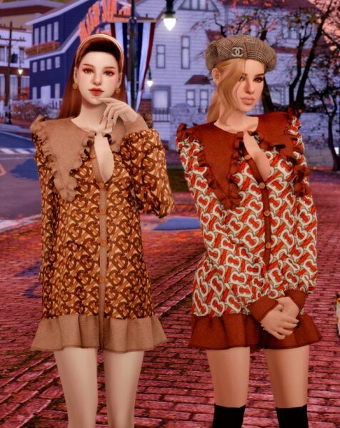 Autumn Brown Dress At Rimings 2 sims 4 cc autumn brown dress at rimings 4