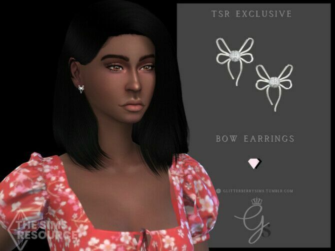 BOW Earrings By Glitterberryfly 1 BOW Earrings By Glitterberryfly Sims 4 CC