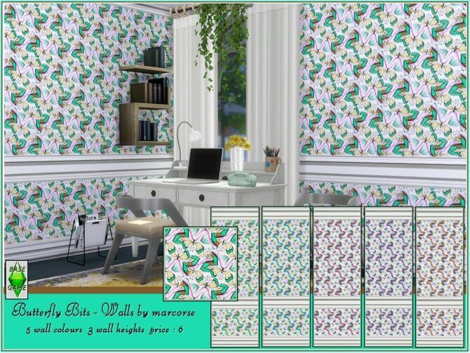Butterfly Bits Walls By Marcorse 1 Butterfly Bits Walls By Marcorse Sims 4 CC
