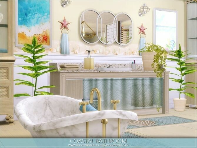 Coastal Bathroom By Mychqqq 1 Coastal Bathroom By Mychqqq Sims 4 CC