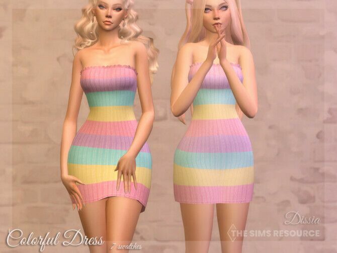Colorful Dress By Dissia 1 Colorful Dress By Dissia Sims 4 CC