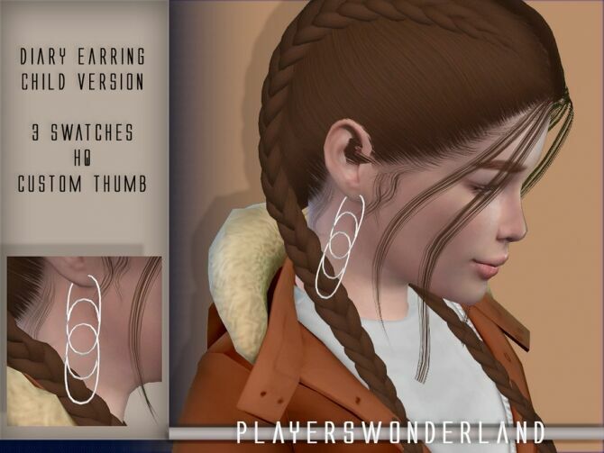 Diary Earrings Child By Playerswonderland 1 Diary Earrings Child By Playerswonderland Sims 4 CC