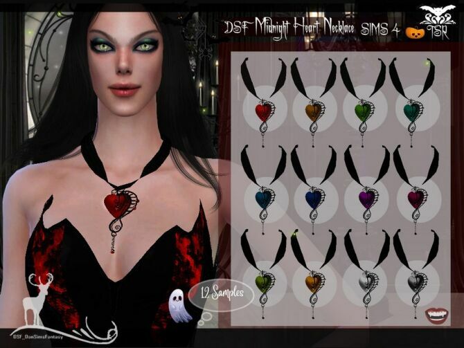 DSF Midnight Heart Necklace By Dansimsfantasy 1 DSF Midnight Heart Necklace By Dansimsfantasy Sims 4 CC