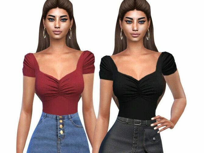 Female Smocked Short Sleeve Tops By Saliwa 1 Female Smocked Short Sleeve Tops By Saliwa Sims 4 CC