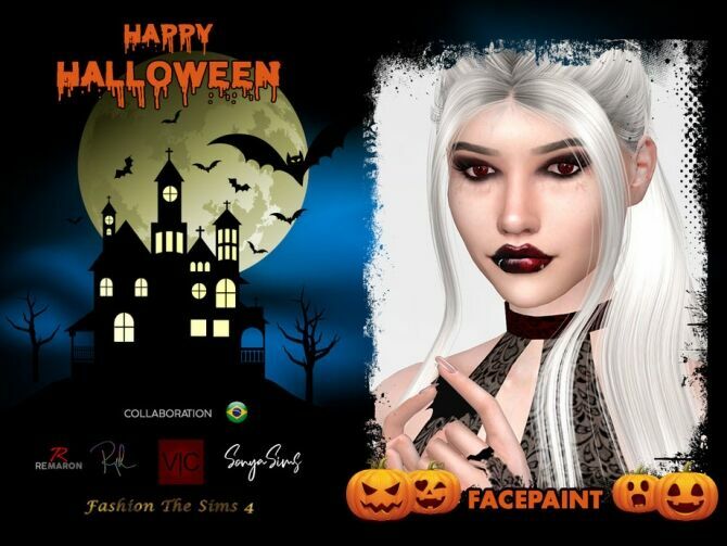 Halloween Vampire Face Paint By Remaron 1 Halloween Vampire Face Paint By Remaron Sims 4 CC