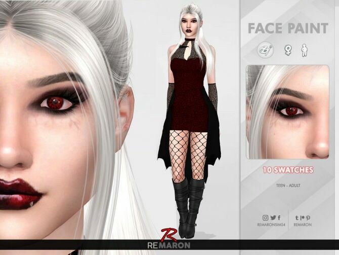 Halloween Vampire Face Paint By Remaron 2 sims 4 cc halloween vampire face paint by remaron 2