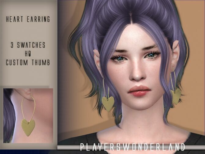 Heart Earrings By Playerswonderland 1 Heart Earrings By Playerswonderland Sims 4 CC