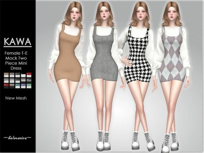 Kawa 2 Piece Mini Dress By Helsoseira 1 Kawa 2 Piece Mini Dress By Helsoseira Sims 4 CC