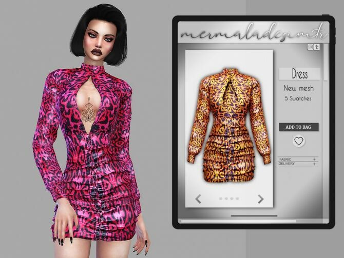 Leopard Print Bodycon Dress MC90 By Mermaladesimtr 1 Leopard Print Bodycon Dress MC90 By Mermaladesimtr Sims 4 CC