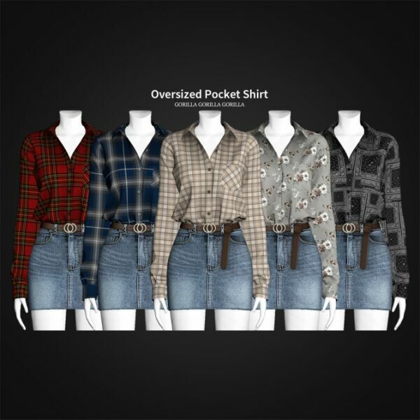 Oversized Pocket Shirt At Gorilla 1 Oversized Pocket Shirt At Gorilla Sims 4 CC